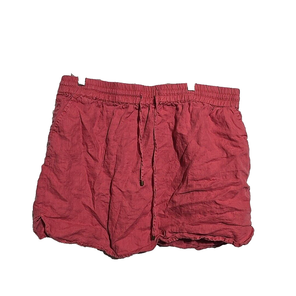 St. Tropez Pink Drawstring Linen Pockets Elastic Waist Mini Skirt Womans Size XL